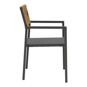 291 000018 2 3 Aluminum armchair Savor pakoworld stackable anthracite frame-textilene natural rattan 55x58x83cmOutdoor furniture > Garden armchairs