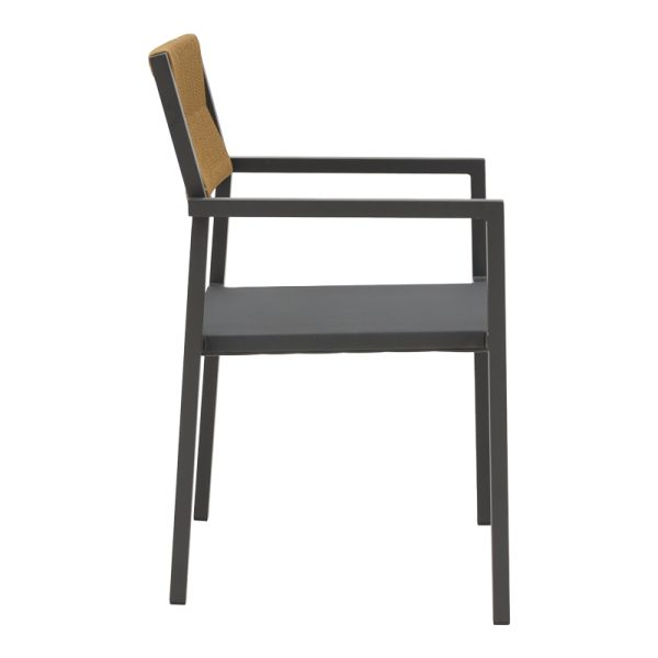 291 000018 2 3 Aluminum armchair Savor pakoworld stackable anthracite frame-textilene natural rattan 55x58x83cmOutdoor furniture > Garden armchairs