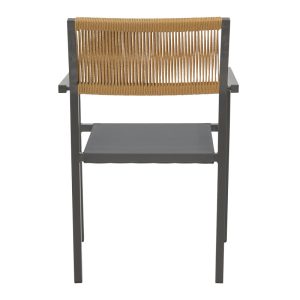 291 000018 4 3 Aluminum armchair Savor pakoworld stackable anthracite frame-textilene natural rattan 55x58x83cmOutdoor furniture > Garden armchairs