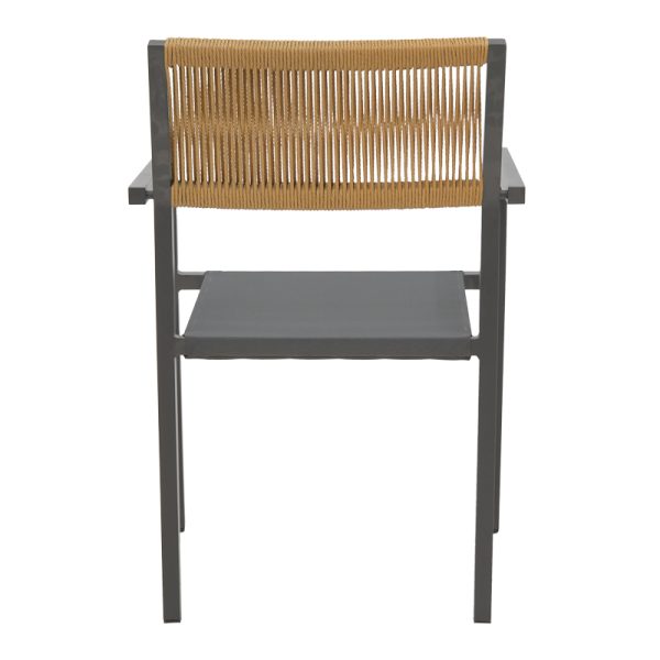291 000018 4 3 Aluminum armchair Savor pakoworld stackable anthracite frame-textilene natural rattan 55x58x83cmOutdoor furniture > Garden armchairs