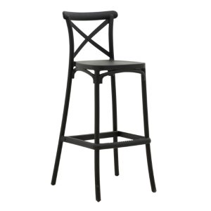 292 000011 6 Bar stool Crossie pakoworld pp black 44x44x113cmOutdoor furniture > Stools bar