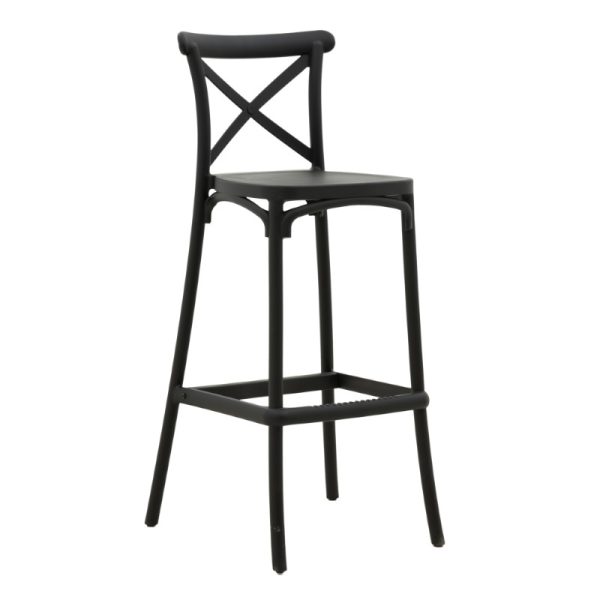292 000011 6 Bar stool Crossie pakoworld pp black 44x44x113cmOutdoor furniture > Stools bar