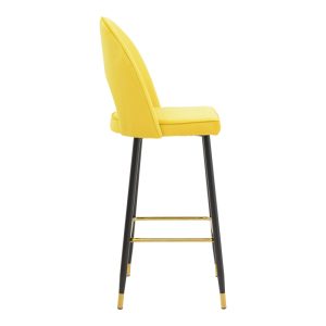 292 000038 2 3 Bar stool Casenio pakoworld velvet yellow-black-gold metal base 48x50x117cmIndoor furniture > Bar stools