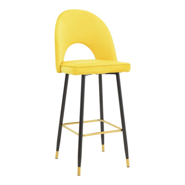 292 000038 6 Bar stool Casenio pakoworld velvet yellow-black-gold metal base 48x50x117cmIndoor furniture > Bar stools