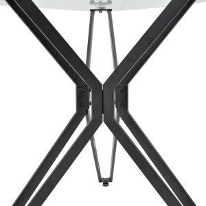 292 000066 2 3 Table Dezous pakoworld glass-black metal legs D70x75cmIndoor furniture > Dining Tables