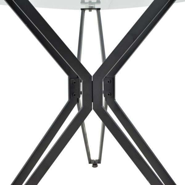 292 000066 2 3 Table Dezous pakoworld glass-black metal legs D70x75cmIndoor furniture > Dining Tables
