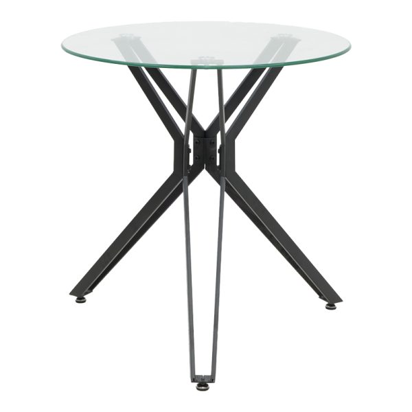 292 000066 5 Table Dezous pakoworld glass-black metal legs D70x75cmIndoor furniture > Dining Tables