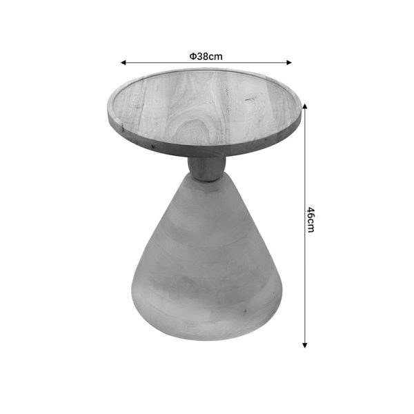 297 000009 3 4 Side table Spello Inart solid mango wood in white wash color D38x46cmBOHO CHIC > Coffee Tables