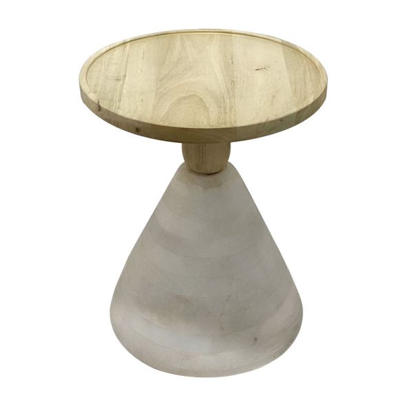 297 000009 6 Side table Spello Inart solid mango wood in white wash color D38x46cmBOHO CHIC > Coffee Tables