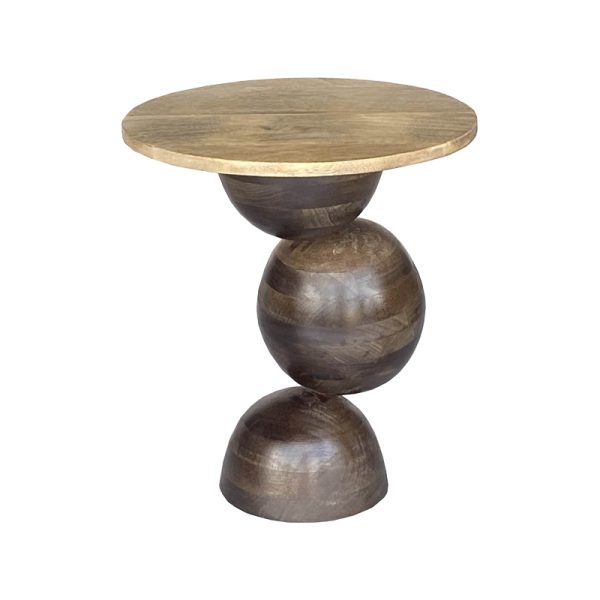 297 000015 7 Side table Sedra Inart solid mango wood in brown color D38x44cmBOHO CHIC > Coffee Tables