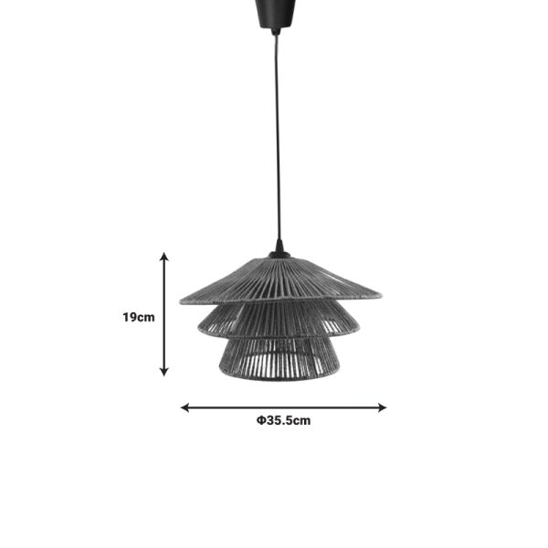 299 000006 2 2 Ceiling light Oakim Inart E27 brown paper rope D35.5χ19cmBOHO CHIC > Luminaries