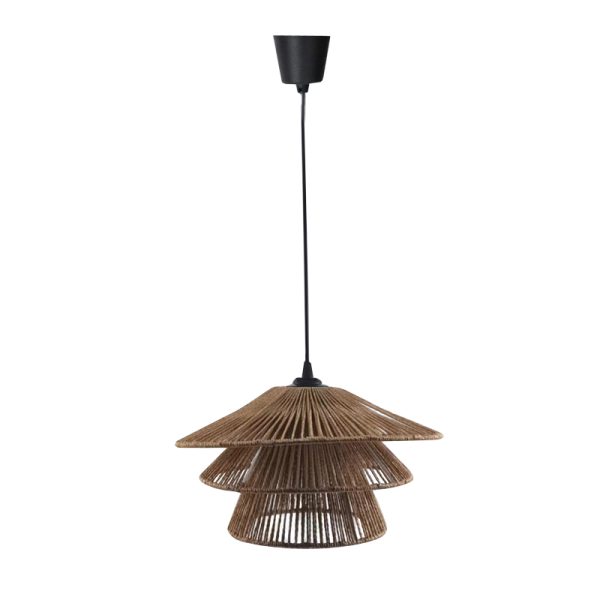 299 000006 3 Ceiling light Oakim Inart E27 brown paper rope D35.5χ19cmBOHO CHIC > Luminaries