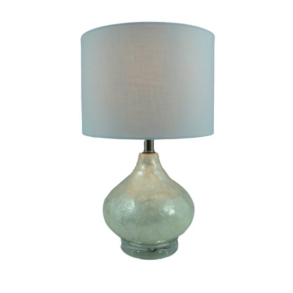 300 000002 2 Table lamp Guidance Inart E27 white glass-white fabric lampshade D25x41cmSPRING OFFERS