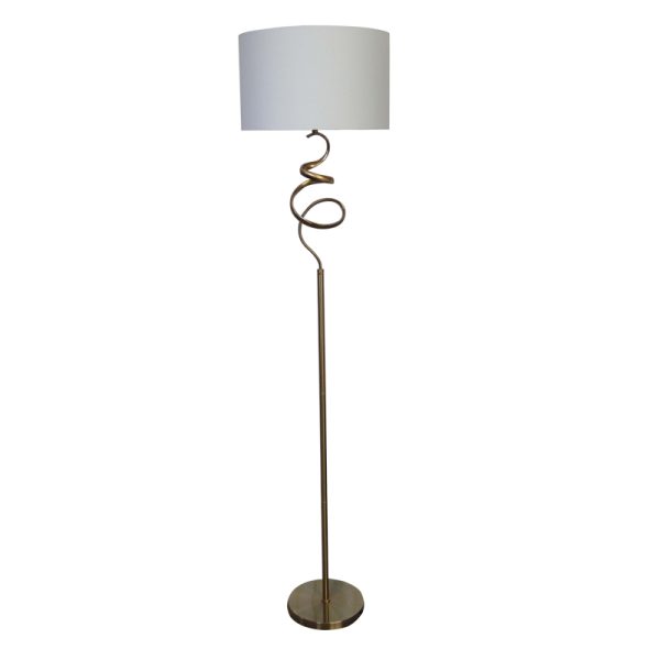 300 000015 3 Floor lamp Quanfy Inart E27 gold aluminium-cream fabric D40x180cmLighting > Floor