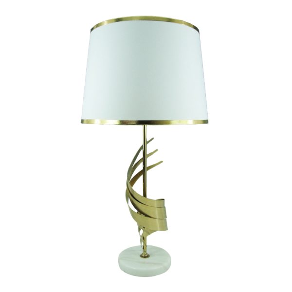 300 000018 3 Table lamp Astral Inart E27 gold metal-white fabric D35x68cmSPRING OFFERS