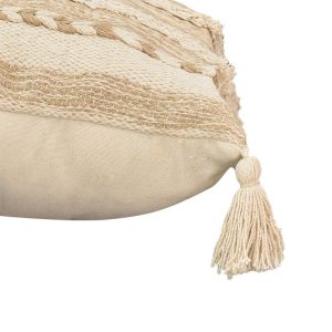 302 000005 2 10 Cushion Rozi Inart beige fabric 45x45x2.5cmBOHO CHIC > Decoratives