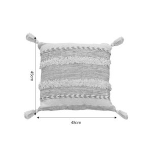 302 000005 3 10 Cushion Rozi Inart beige fabric 45x45x2.5cmBOHO CHIC > Decoratives