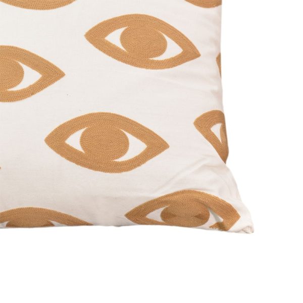 302 000019 2 4 Pillow Eyes Inart natural-white 45x45x2.5cmBOHO CHIC > Decoratives