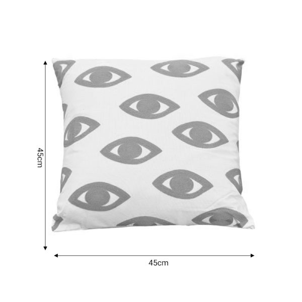 302 000019 3 4 Pillow Eyes Inart natural-white 45x45x2.5cmBOHO CHIC > Decoratives
