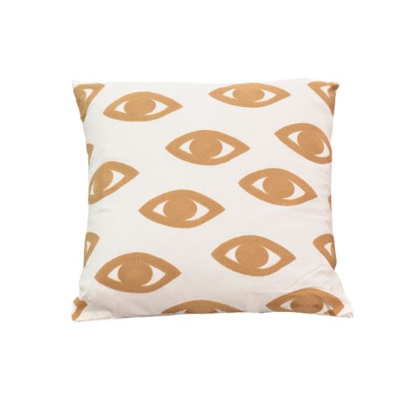 302 000019 6 Pillow Eyes Inart natural-white 45x45x2.5cmBOHO CHIC > Decoratives