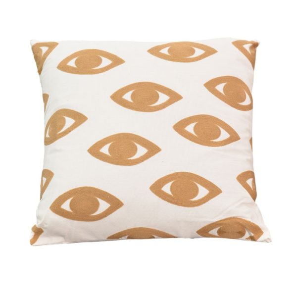 302 000020 3 Pillow Eyes Inart natural-white 60x60x2.5cmBOHO CHIC > Decoratives