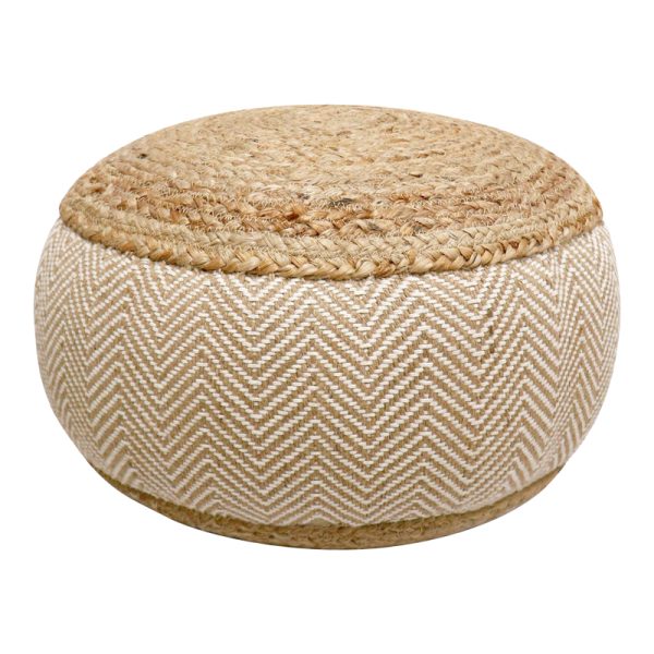 302 000032 9 Hipy Inart jute stool-pouf in natural and beige shade D40x30cmBOHO CHIC > Stools