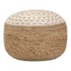 302 000033 13 Hipy Inart jute stool-pouf in natural and beige shade D40x30cmBOHO CHIC > Stools