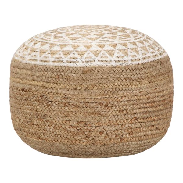 302 000033 13 Noca Inart jute stool-pouf in natural shade D40x30cmBOHO CHIC > Stools