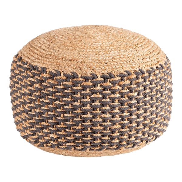 302 000036 11 Boboa Inart jute stool-pouf in natural shade D40x30cmBOHO CHIC > Stools