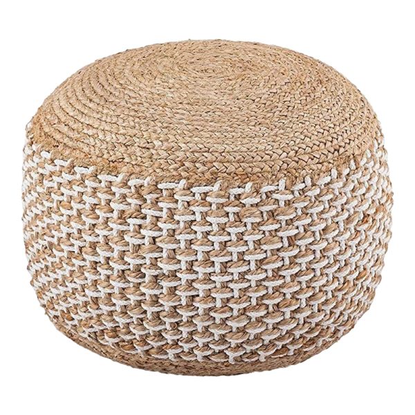 302 000037 9 Bocca Inart jute stool-pouf in natural shade D40x45cmBOHO CHIC > Stools
