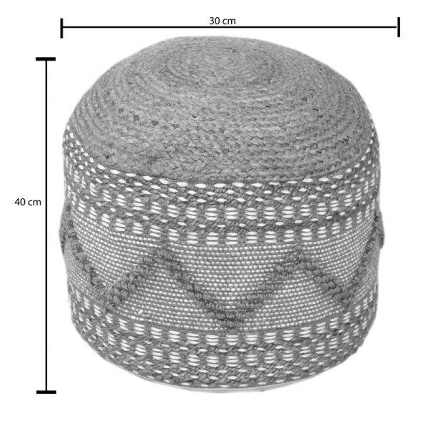 302 000043 2 5 Pallo Inart pouf-stool, jute-cotton in natural shade, F40x30cmBOHO CHIC > Stools