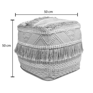 302 000045 2 5 Scauni Inart cotton pouf in white-beige shade 50x50x50cmBOHO CHIC > Stools