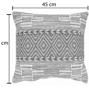 302 000046 2 4 Mitto Inart jute-cotton cushion in beige-white shade 45x45x2cmDecoration > Decorations