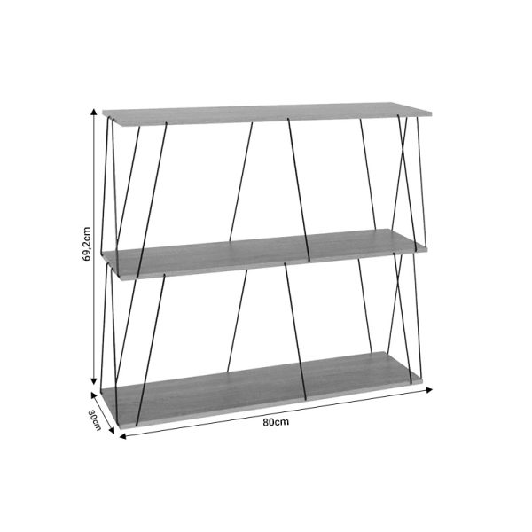 304 000012 3 2 Side table-shelf Tars pakoworld grey-black 80x30x69.2cmSPRING OFFERS