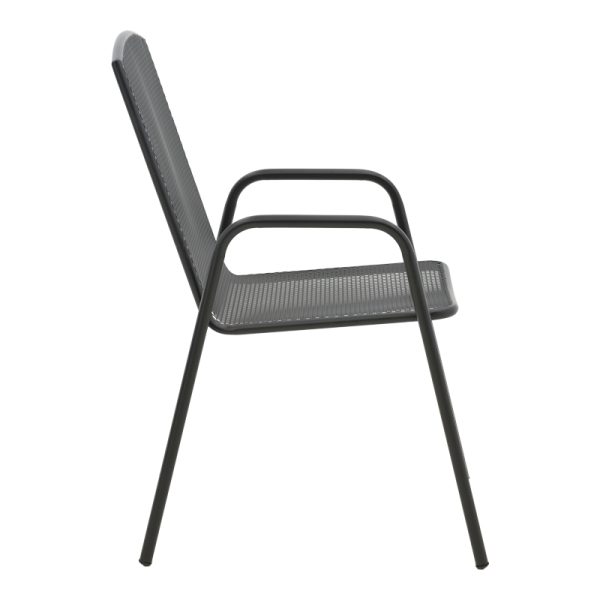 308 000001 2 5 Armchair Pomedon pakoworld stackable black metal 56x64x87cmOutdoor furniture > Garden armchairs