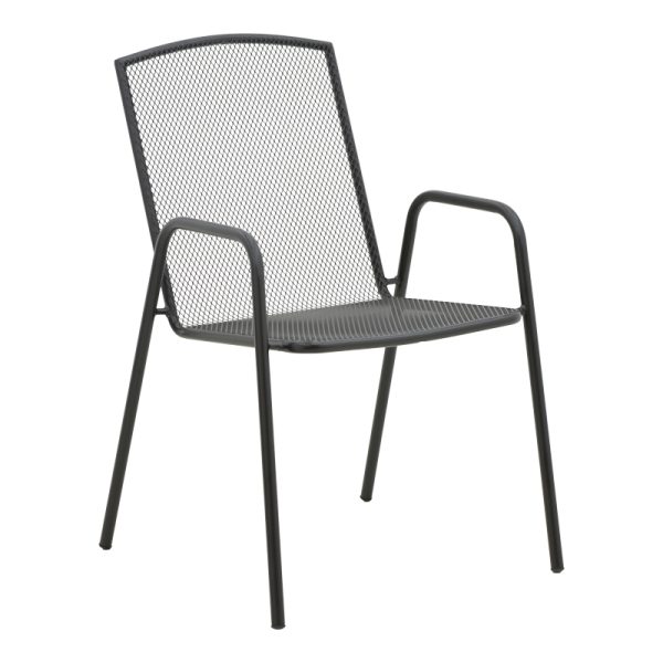 308 000001 8 Armchair Pomedon pakoworld stackable black metal 56x64x87cmOutdoor furniture > Garden armchairs