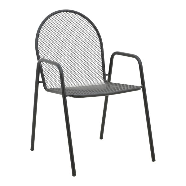 308 000003 5 Tarete pakoworld stackable armchair black metal 55x64x86.5cmOutdoor furniture > Garden armchairs