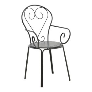 308 000005 13 Monasty pakoworld stackable armchair black metal 49x55x90cmOutdoor furniture > Garden armchairs