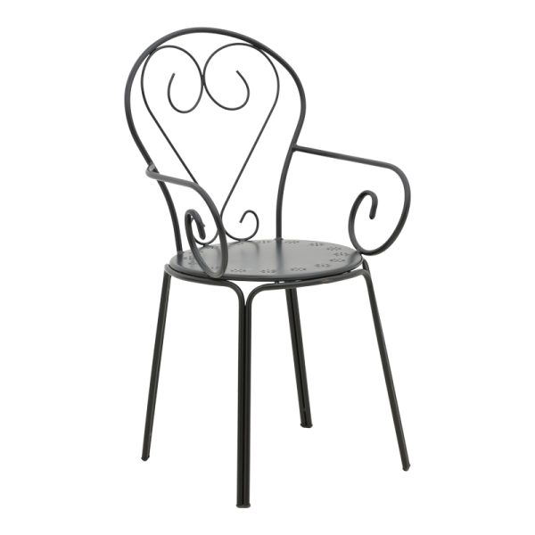 308 000005 13 Monasty pakoworld stackable armchair black metal 49x55x90cmOutdoor furniture > Garden armchairs