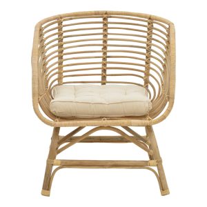 309 000004 3 2 Diane Inart armchair natural wood with cushion 71x46x80cmBOHO CHIC > Chairs and Armchairs