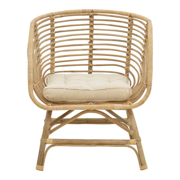 309 000004 3 2 Diane Inart armchair natural wood with cushion 71x46x80cmBOHO CHIC > Chairs and Armchairs