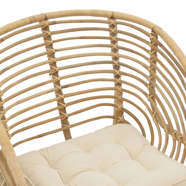 309 000004 4 2 Diane Inart armchair natural wood with cushion 71x46x80cmBOHO CHIC > Chairs and Armchairs