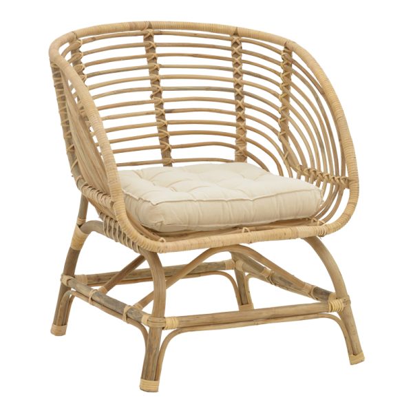 309 000004 5 Diane Inart armchair natural wood with cushion 71x46x80cmBOHO CHIC > Chairs and Armchairs
