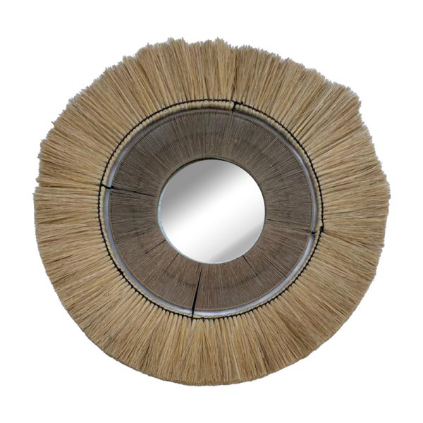 309 000007 7 Mirror Krava Inart natural grass D77x3cmBOHO CHIC > Decoratives