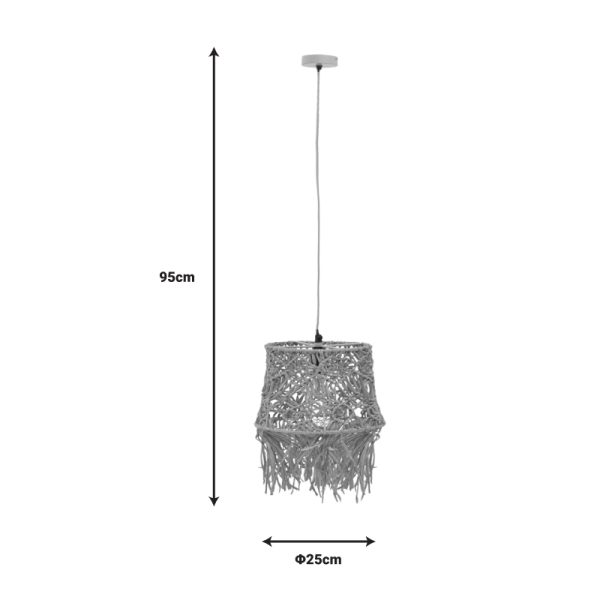 311 000002 3 2 Ceiling lamp Rapom Inart E27 natural D25x95cmBOHO CHIC > Luminaries