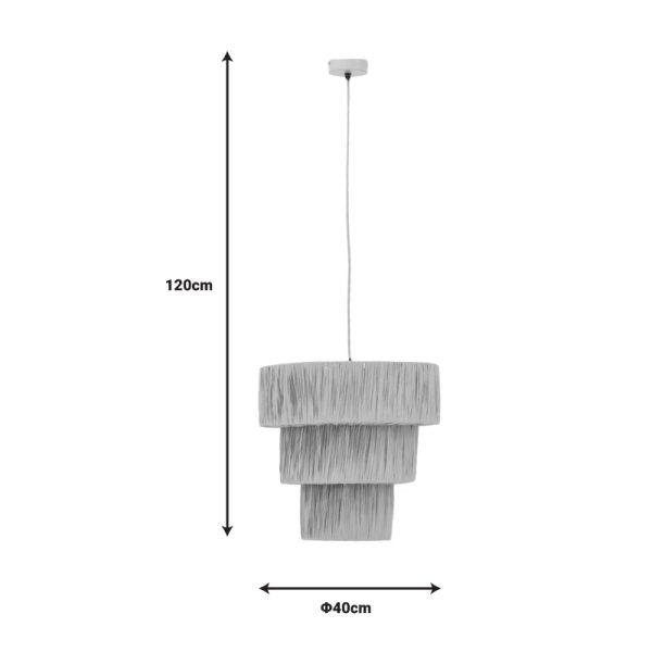 311 000004 3 2 Ceiling lamp Bombe Inart E27 natural D40x120cmBOHO CHIC > Luminaries