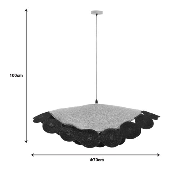 311 000021 4 3 Ceiling lamp Kono Inart natural-black D70x100cmBOHO CHIC > Luminaries