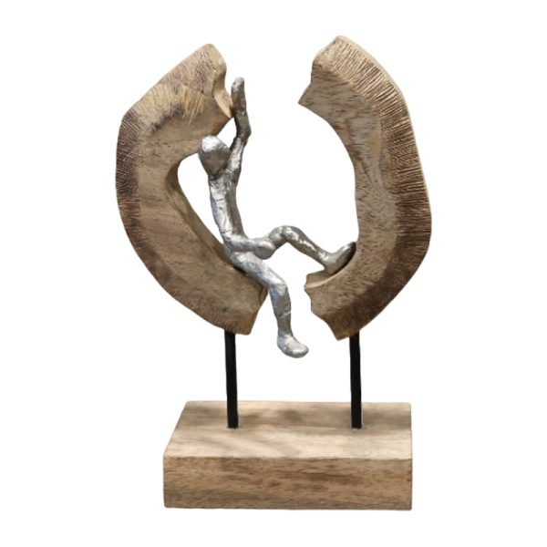 312 000004 2 Table decoration Vualo Inart natural mango wood-aluminum 18x10x26cmDecoration > Decorations > Table