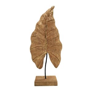 312 000006 3 Table decoration leaf Thelx Inart gold mango wood-iron 24.5x8.5x57.5cmSPRING OFFERS