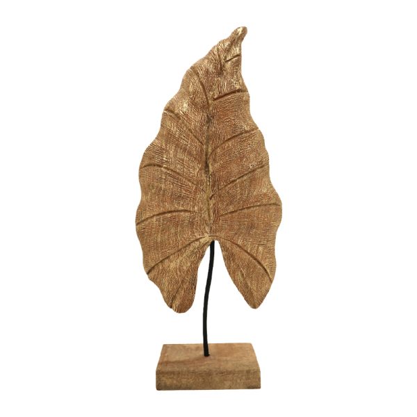 312 000006 3 Table decoration leaf Thelx Inart gold mango wood-iron 24.5x8.5x57.5cmSPRING OFFERS